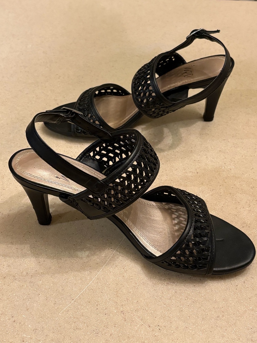 Impo Black Strappy Woven Heeled Sandals - Women